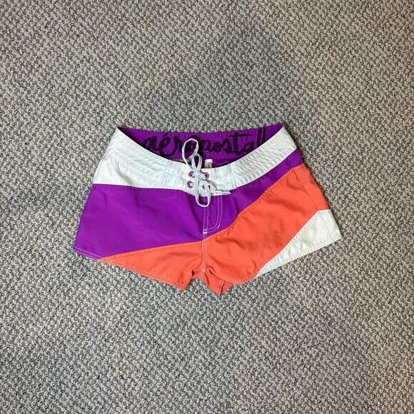 Vintage y2k low rise orange and purple aeropostale mini board swim shorts - Picture 1 of 6